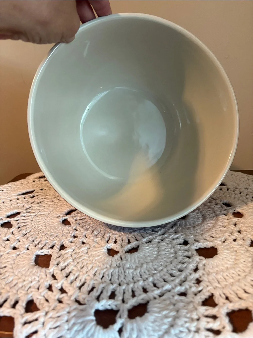 Longaberger Red Holiday Mixing Bowl with White Snowflake Design